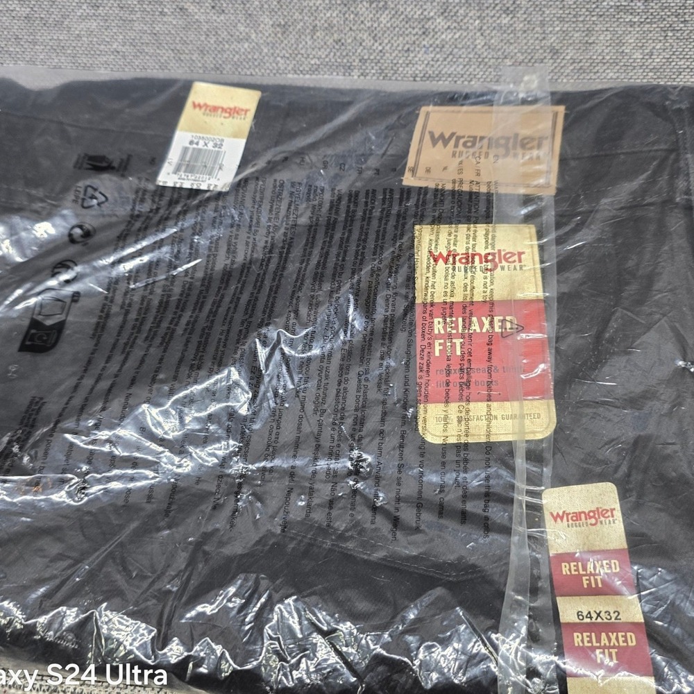 Wrangler Rugged Wear Relaxed Fit Pants 64x32 Black New Workwear Straight Leg